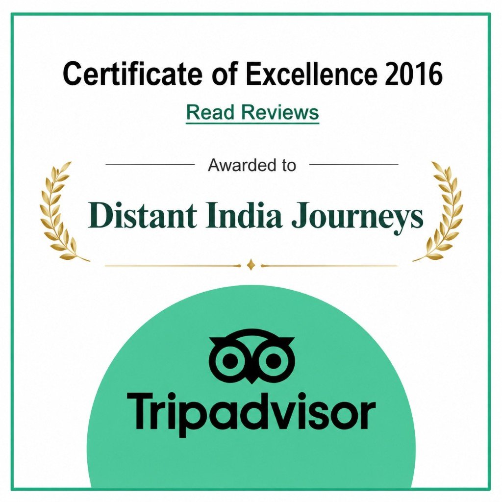TripAdvisor 2016 Certificate of Excellence awarded to Distant India Journeys